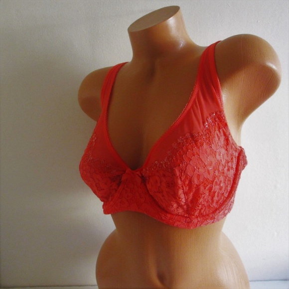 Body Unlined Demi Bra  38D  40DD Coral Orange - Picture 2 of 7